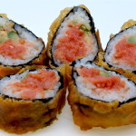 Spicy Tuna Tempura: Deep fried spicy tuna roll dressed w/ eel sauce